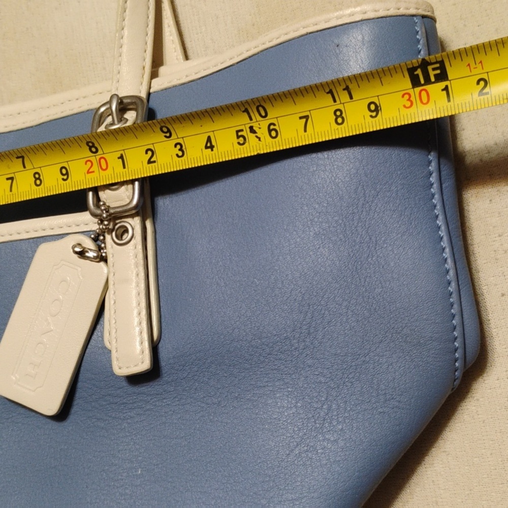 Vintage Cadet Blue Leather Coach Handbag - Picture 7 of 11